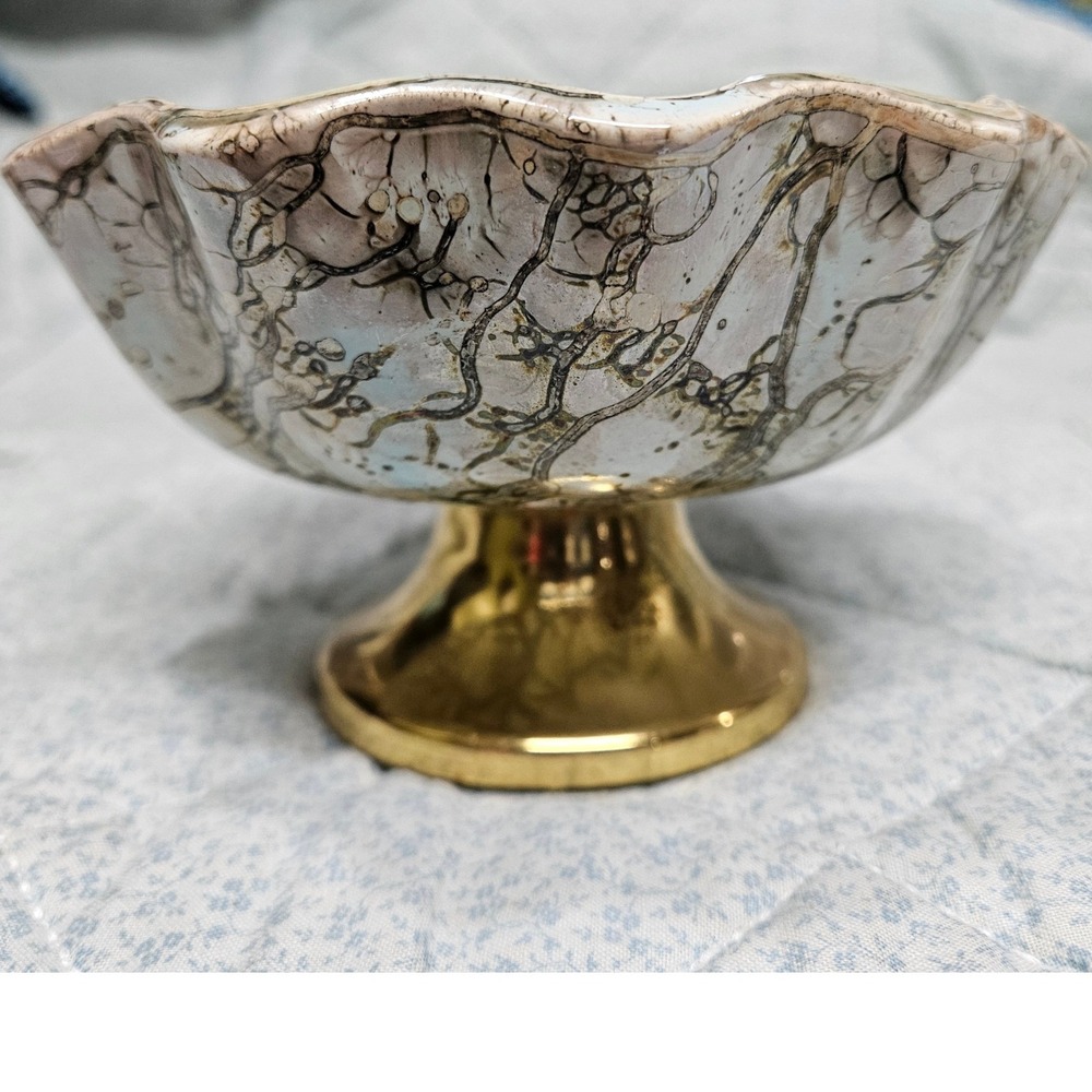 Vintage Delfware WB Leersum Porcelain Dish with Brass 5.5x3.25